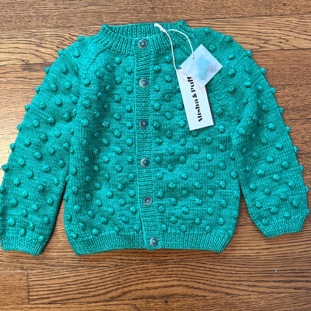 Misha and Puff Popcorn Cardigan NWT